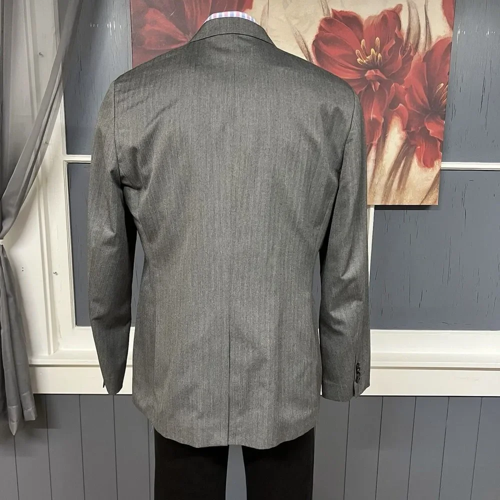 Banana Republic Sport Jacket Blazer Mens 46R Tailored Slim Polyester Herringbone